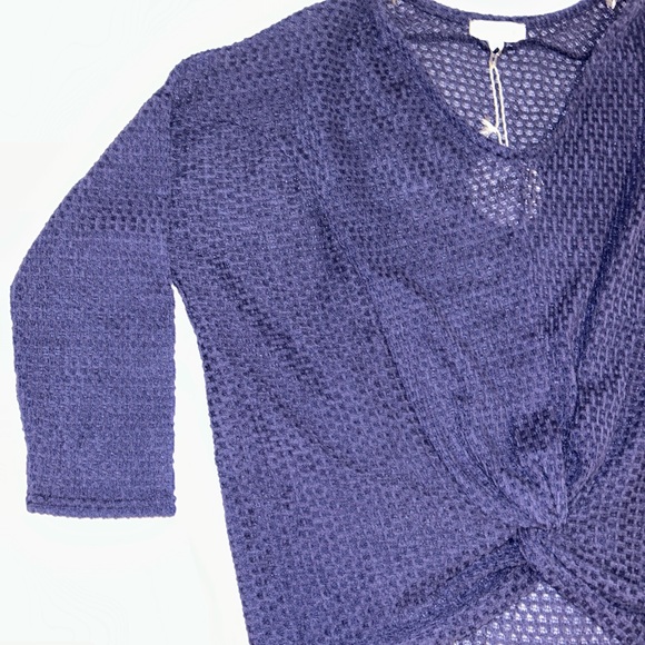 Umgee+ plus women’s twist top open weave crochet top 3/4 length sleeve size XL - Picture 4 of 7